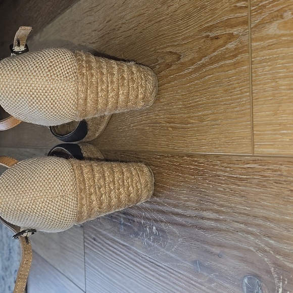 Black and Tan Espadrille Wedge Sandals 6.5 Women Sandals - Picture 7 of 15